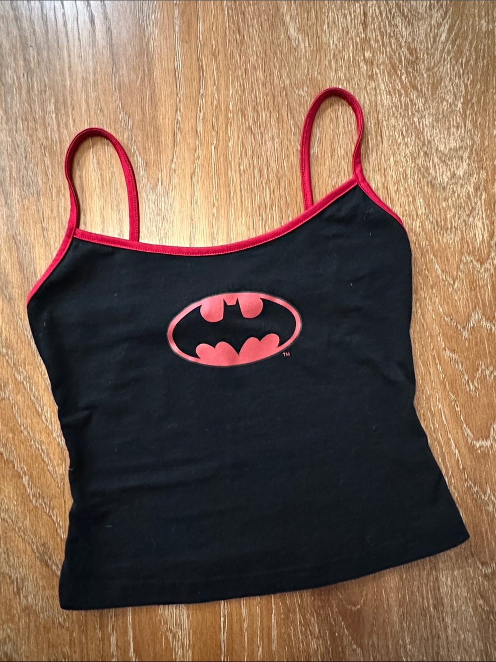 DC Comics Black Tank Top with Red Batman Emblem